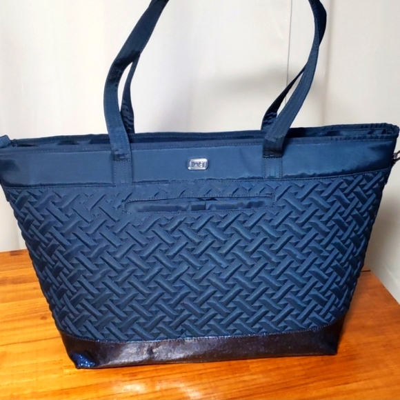 lug Bags Lug Quilted Travel Tote Bag Avion Navy Blue Sparkle Bottom